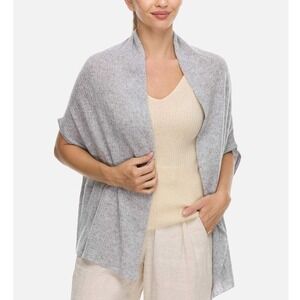 Ovcio 100% Cashmere Heather Gray Open Front Wrap Cardigan Vest Lightweight